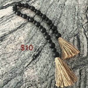 Boho Black and Tan Beaded Decor Accent